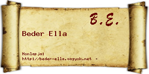 Beder Ella névjegykártya
